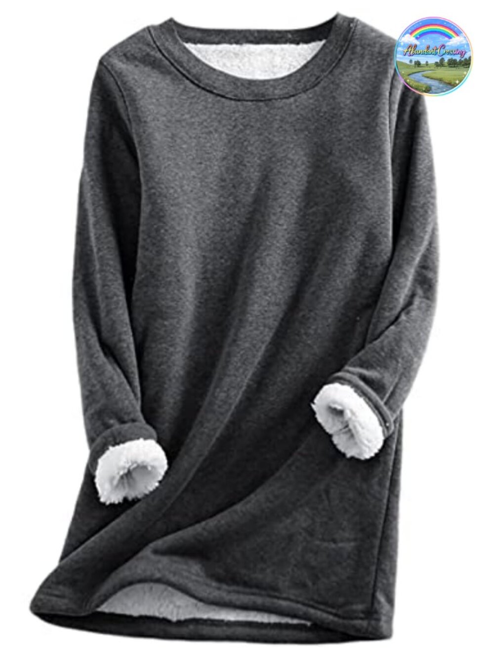 Sherpa Lined Fleece Crewneck Sweatshirt Pullover Loungewear
